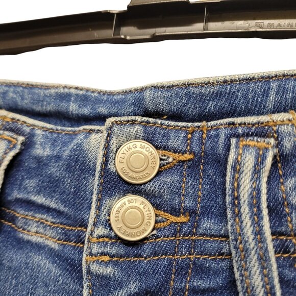 Flying Monkey Blue Boot Cut Jeans Frayed Raw Hem Cropped Ankle High Rise Size 26 - Picture 5 of 16